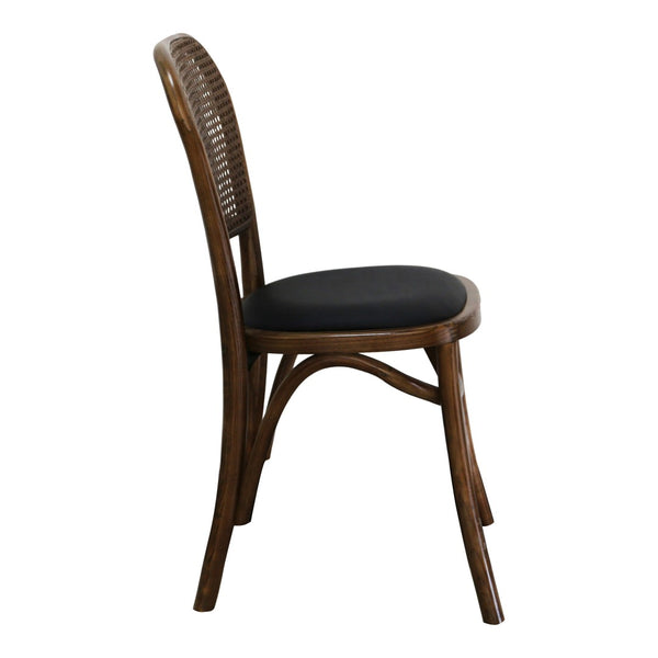 HomeRoots Set of Two Stylish Brown Upholstered Faux Leather Open Back Dining Chairs for Modern Spaces 527867