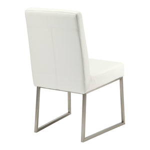 HomeRoots Set of Two Modern White Faux Leather Dining Chairs with Silver Legs for Stylish Comfort & Versatility 527868