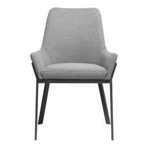 HomeRoots Set of Two Contemporary Gray Upholstered Dining Arm Chairs with Metal Frames for Modern Elegance 527869