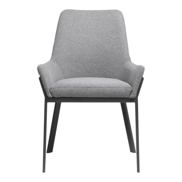 HomeRoots Set of Two Contemporary Gray Upholstered Dining Arm Chairs with Metal Frames for Modern Elegance 527869