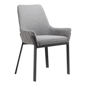 HomeRoots Set of Two Contemporary Gray Upholstered Dining Arm Chairs with Metal Frames for Modern Elegance 527869