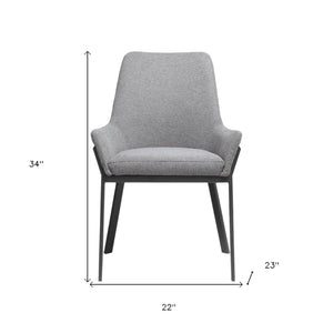 HomeRoots Set of Two Contemporary Gray Upholstered Dining Arm Chairs with Metal Frames for Modern Elegance 527869