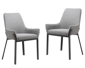 HomeRoots Set of Two Contemporary Gray Upholstered Dining Arm Chairs with Metal Frames for Modern Elegance 527869