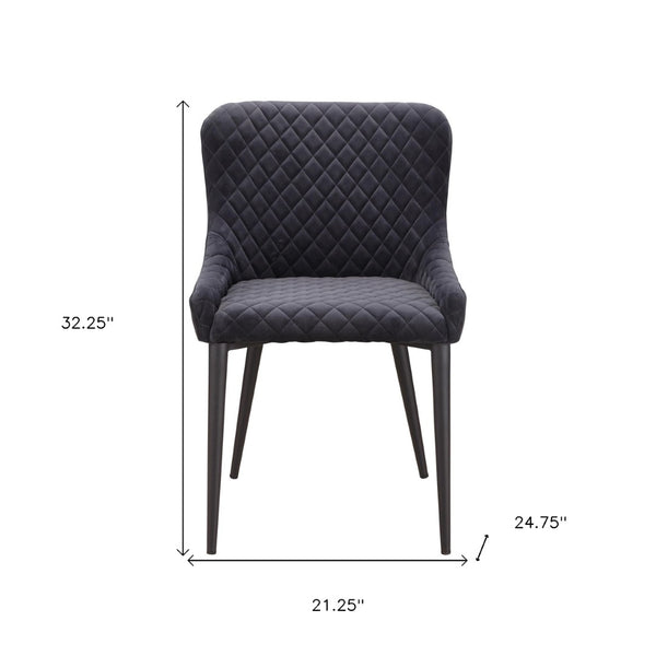 HomeRoots Tufted Gray Velvet Dining Side Chair - Elegant Armless Design for Versatile Seating in Any Space 527870