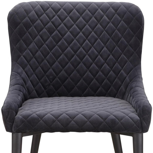 HomeRoots Tufted Gray Velvet Dining Side Chair - Elegant Armless Design for Versatile Seating in Any Space 527870