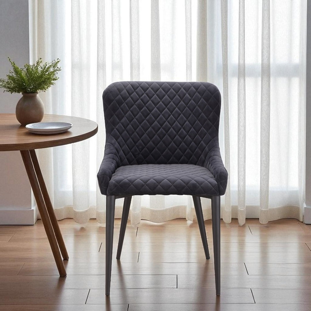 HomeRoots Tufted Gray Velvet Dining Side Chair - Elegant Armless Design for Versatile Seating in Any Space 527870