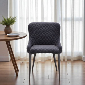 HomeRoots Tufted Gray Velvet Dining Side Chair - Elegant Armless Design for Versatile Seating in Any Space 527870