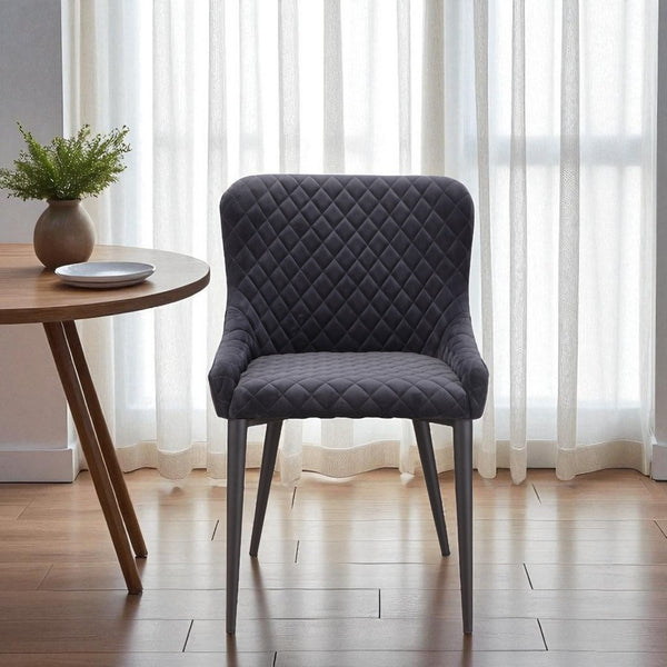 HomeRoots Tufted Gray Velvet Dining Side Chair - Elegant Armless Design for Versatile Seating in Any Space 527870