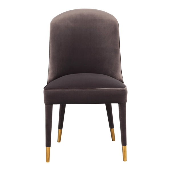 HomeRoots Set of Two Elegant Gray Black and Gold Velvet Dining Chairs for Modern Home Interiors 527871