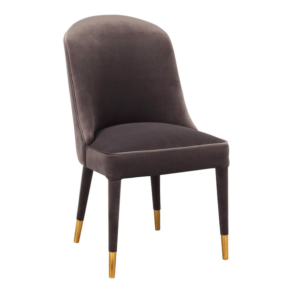 HomeRoots Set of Two Elegant Gray Black and Gold Velvet Dining Chairs for Modern Home Interiors 527871