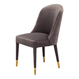 HomeRoots Set of Two Elegant Gray Black and Gold Velvet Dining Chairs for Modern Home Interiors 527871