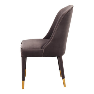 HomeRoots Set of Two Elegant Gray Black and Gold Velvet Dining Chairs for Modern Home Interiors 527871