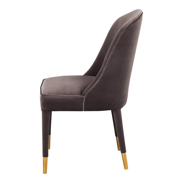 HomeRoots Set of Two Elegant Gray Black and Gold Velvet Dining Chairs for Modern Home Interiors 527871