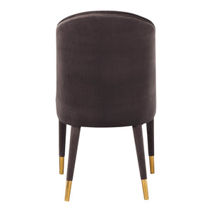 HomeRoots Set of Two Elegant Gray Black and Gold Velvet Dining Chairs for Modern Home Interiors 527871