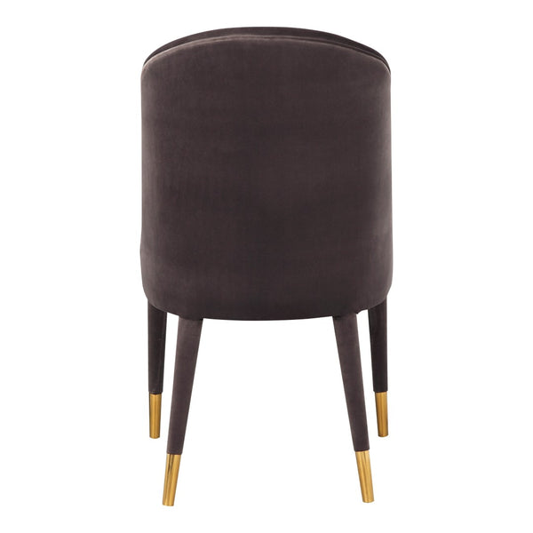 HomeRoots Set of Two Elegant Gray Black and Gold Velvet Dining Chairs for Modern Home Interiors 527871