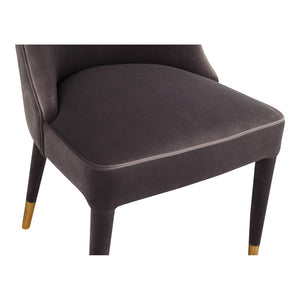 HomeRoots Set of Two Elegant Gray Black and Gold Velvet Dining Chairs for Modern Home Interiors 527871