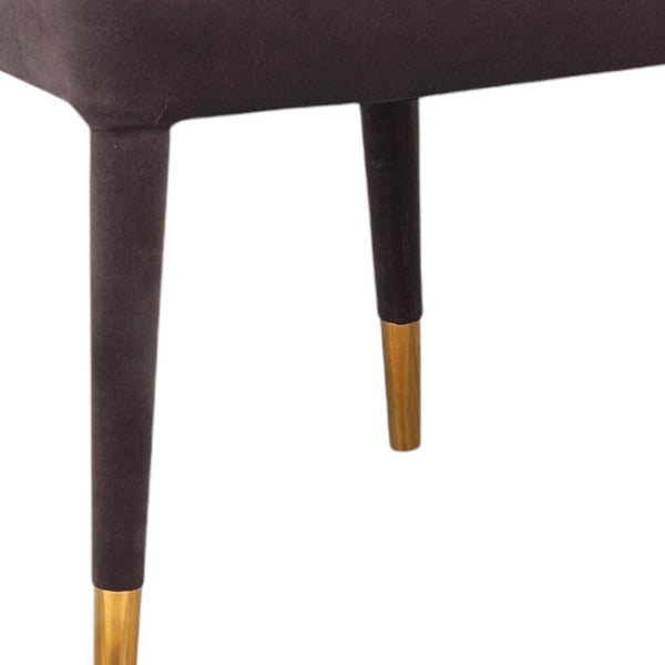 HomeRoots Set of Two Elegant Gray Black and Gold Velvet Dining Chairs for Modern Home Interiors 527871