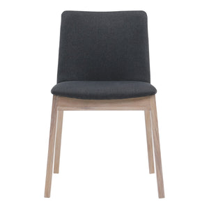 HomeRoots Set of Two Gray Upholstered Dining Side Chairs with Natural Wood Legs - Modern Mid-Century Design 527872
