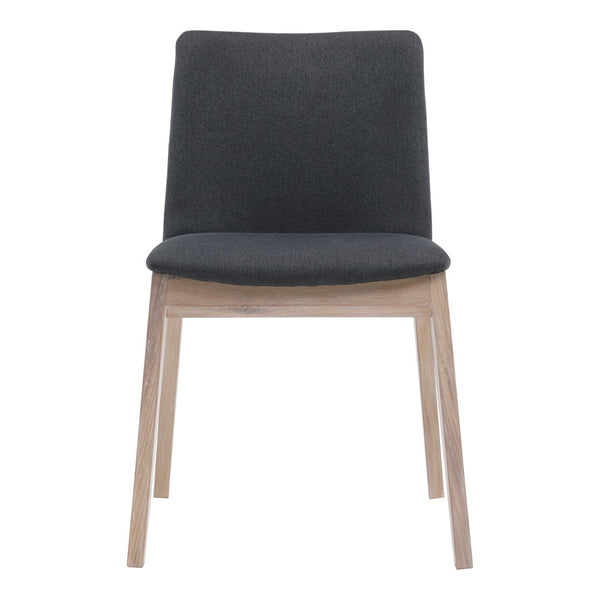 HomeRoots Set of Two Gray Upholstered Dining Side Chairs with Natural Wood Legs - Modern Mid-Century Design 527872