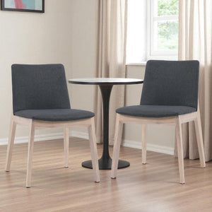 HomeRoots Set of Two Gray Upholstered Dining Side Chairs with Natural Wood Legs - Modern Mid-Century Design 527872
