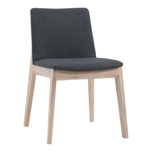 HomeRoots Set of Two Gray Upholstered Dining Side Chairs with Natural Wood Legs - Modern Mid-Century Design 527872