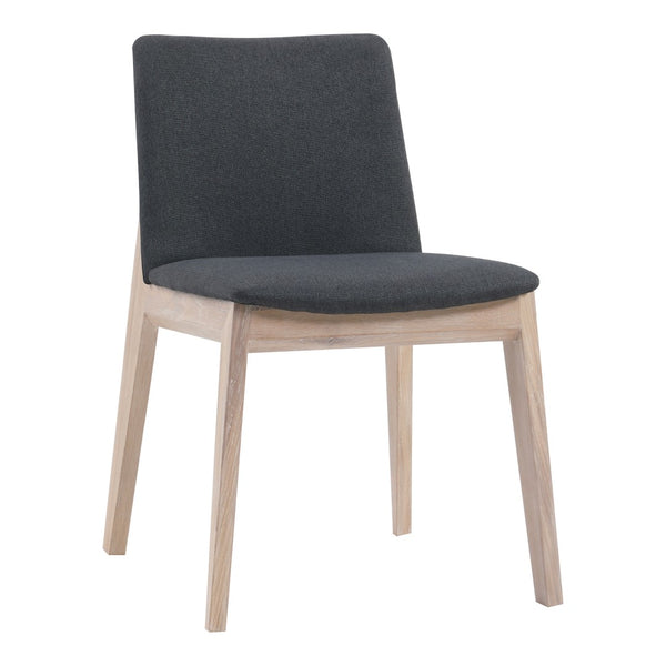 HomeRoots Set of Two Gray Upholstered Dining Side Chairs with Natural Wood Legs - Modern Mid-Century Design 527872