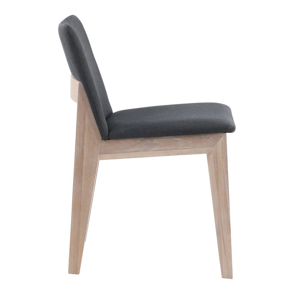HomeRoots Set of Two Gray Upholstered Dining Side Chairs with Natural Wood Legs - Modern Mid-Century Design 527872