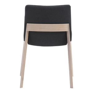 HomeRoots Set of Two Gray Upholstered Dining Side Chairs with Natural Wood Legs - Modern Mid-Century Design 527872