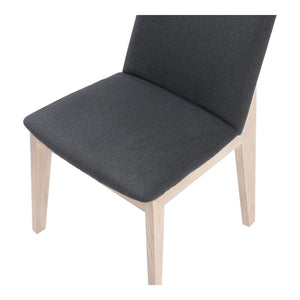 HomeRoots Set of Two Gray Upholstered Dining Side Chairs with Natural Wood Legs - Modern Mid-Century Design 527872