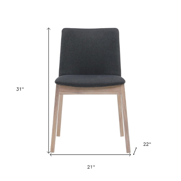 HomeRoots Set of Two Gray Upholstered Dining Side Chairs with Natural Wood Legs - Modern Mid-Century Design 527872