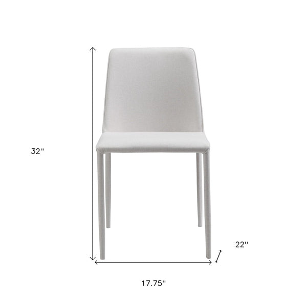 HomeRoots Set of Two Elegant White Fabric and Iron Dining Side Chairs for Modern Home Décor and Comfort 527873