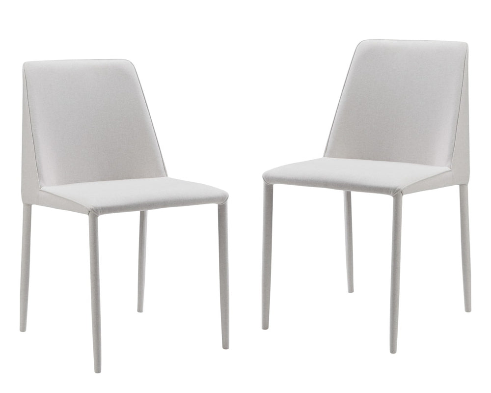 HomeRoots Set of Two Elegant White Fabric and Iron Dining Side Chairs for Modern Home Décor and Comfort 527873