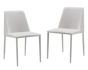 HomeRoots Set of Two Elegant White Fabric and Iron Dining Side Chairs for Modern Home Décor and Comfort 527873