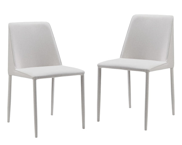 HomeRoots Set of Two Elegant White Fabric and Iron Dining Side Chairs for Modern Home Décor and Comfort 527873