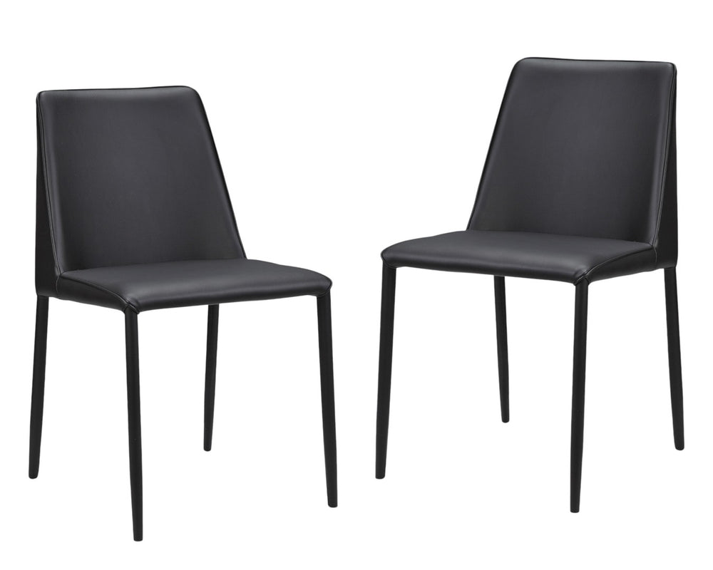 HomeRoots Set of Two Modern Black Faux Leather Dining Chairs for Stylish Comfort and Versatile Home Use 527874