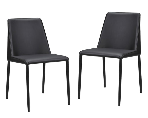 HomeRoots Set of Two Modern Black Faux Leather Dining Chairs for Stylish Comfort and Versatile Home Use 527874