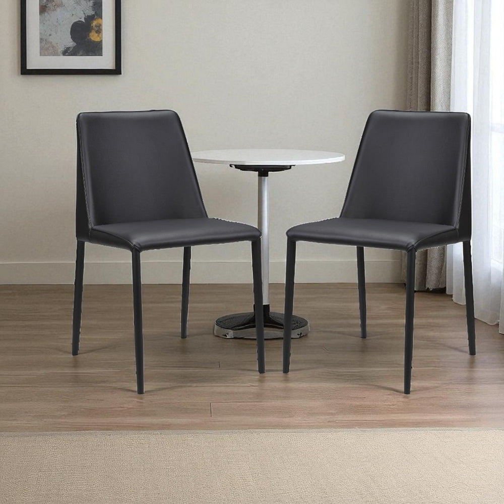 HomeRoots Set of Two Modern Black Faux Leather Dining Chairs for Stylish Comfort and Versatile Home Use 527874