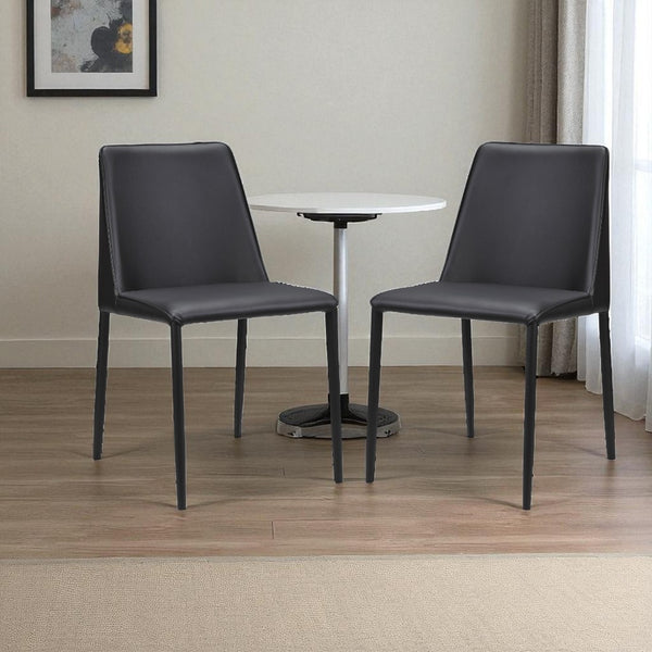HomeRoots Set of Two Modern Black Faux Leather Dining Chairs for Stylish Comfort and Versatile Home Use 527874
