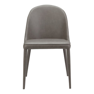 HomeRoots Set of Two Stylish Gray Faux Leather Dining Chairs - Modern Upholstered Accent Seating for Any Room 527876