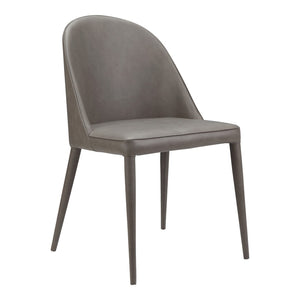 HomeRoots Set of Two Stylish Gray Faux Leather Dining Chairs - Modern Upholstered Accent Seating for Any Room 527876