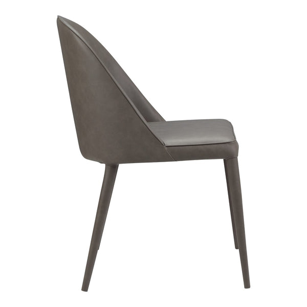 HomeRoots Set of Two Stylish Gray Faux Leather Dining Chairs - Modern Upholstered Accent Seating for Any Room 527876