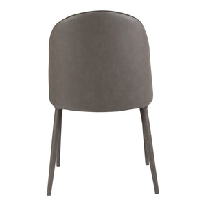 HomeRoots Set of Two Stylish Gray Faux Leather Dining Chairs - Modern Upholstered Accent Seating for Any Room 527876