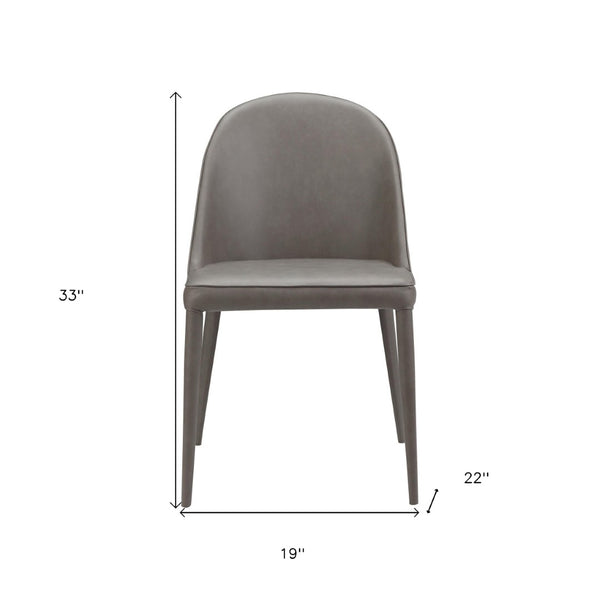 HomeRoots Set of Two Stylish Gray Faux Leather Dining Chairs - Modern Upholstered Accent Seating for Any Room 527876