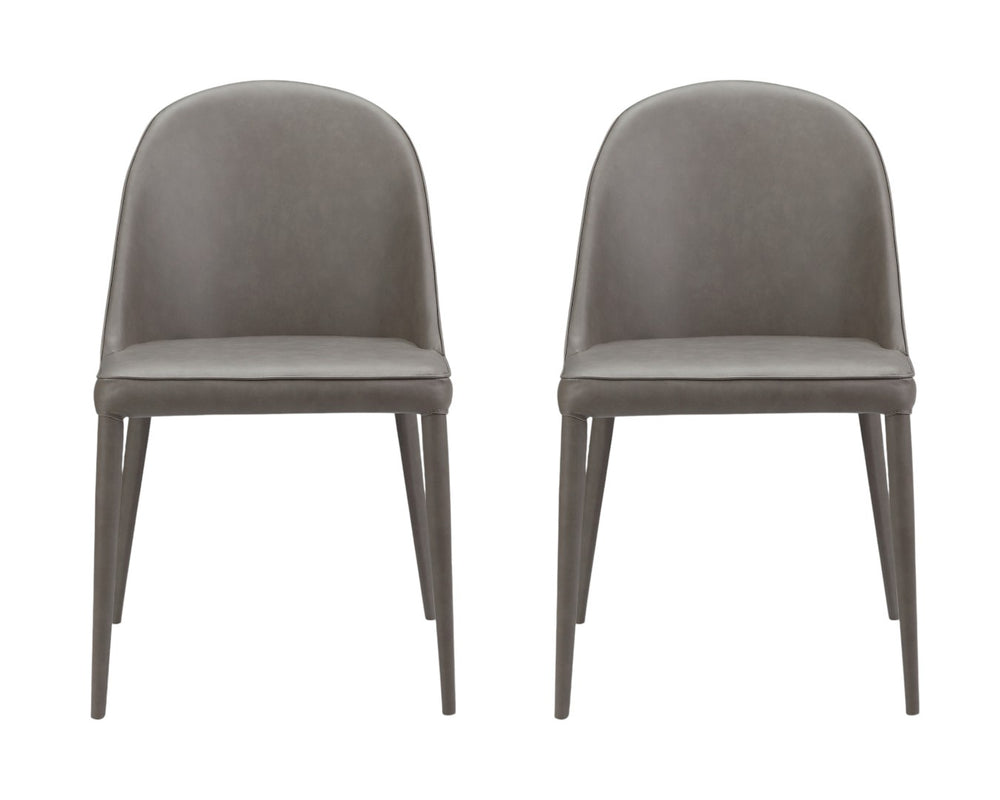HomeRoots Set of Two Stylish Gray Faux Leather Dining Chairs - Modern Upholstered Accent Seating for Any Room 527876