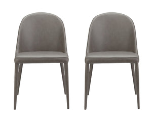 HomeRoots Set of Two Stylish Gray Faux Leather Dining Chairs - Modern Upholstered Accent Seating for Any Room 527876