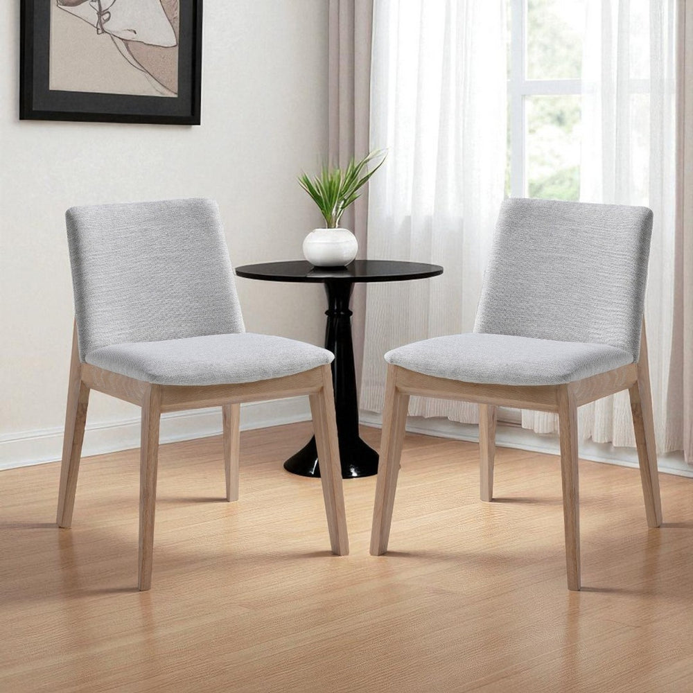 HomeRoots Set of Two Modern Gray Upholstered Dining Side Chairs with Natural Wood Legs for Versatile Use 527878