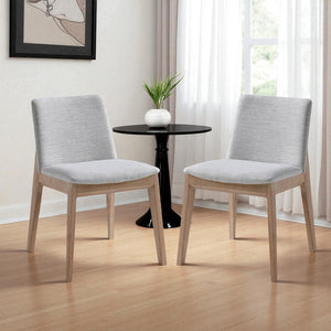 HomeRoots Set of Two Modern Gray Upholstered Dining Side Chairs with Natural Wood Legs for Versatile Use 527878