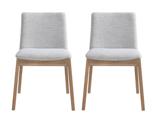 HomeRoots Set of Two Modern Gray Upholstered Dining Side Chairs with Natural Wood Legs for Versatile Use 527878