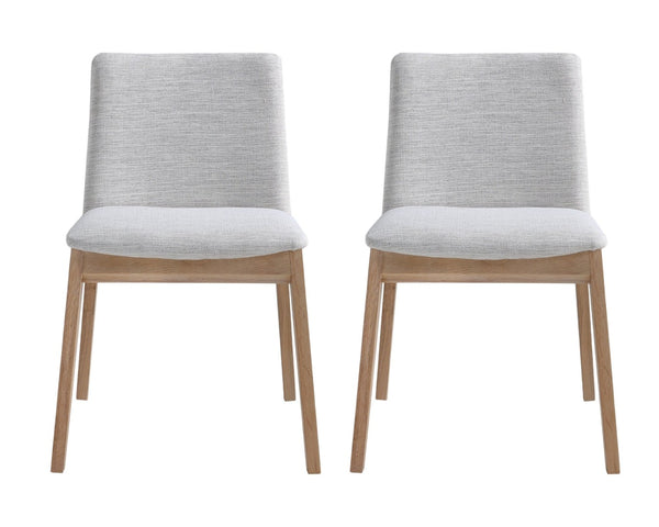 HomeRoots Set of Two Modern Gray Upholstered Dining Side Chairs with Natural Wood Legs for Versatile Use 527878