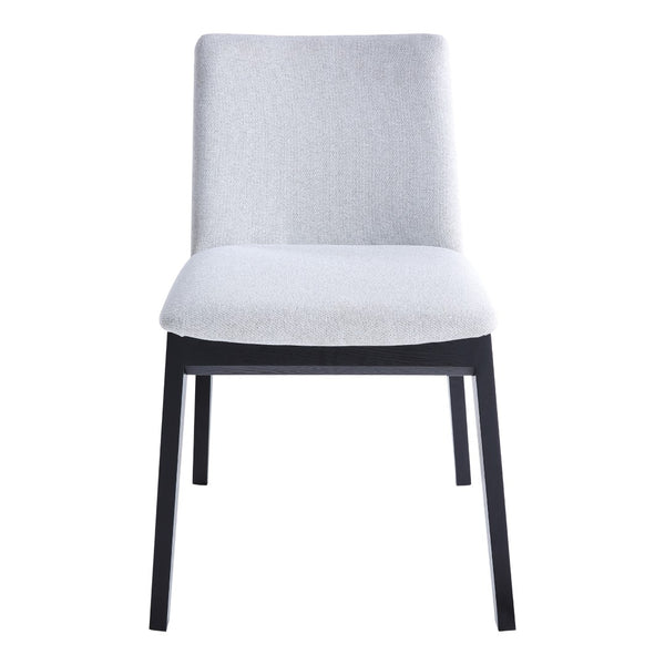 HomeRoots Set of Two Mid-Century Light Gray Upholstered Dining Chairs with Solid Black Wood Legs, Versatile! 527879